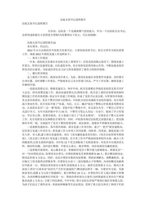法庭支部书记述职报告.doc