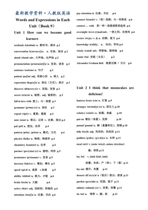 最新人教版九年级英语全册单词表Word版.doc