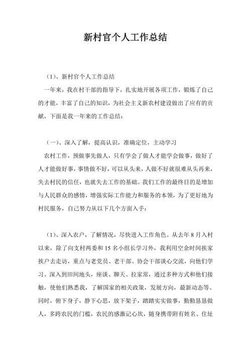 新村官个人工作总结.doc