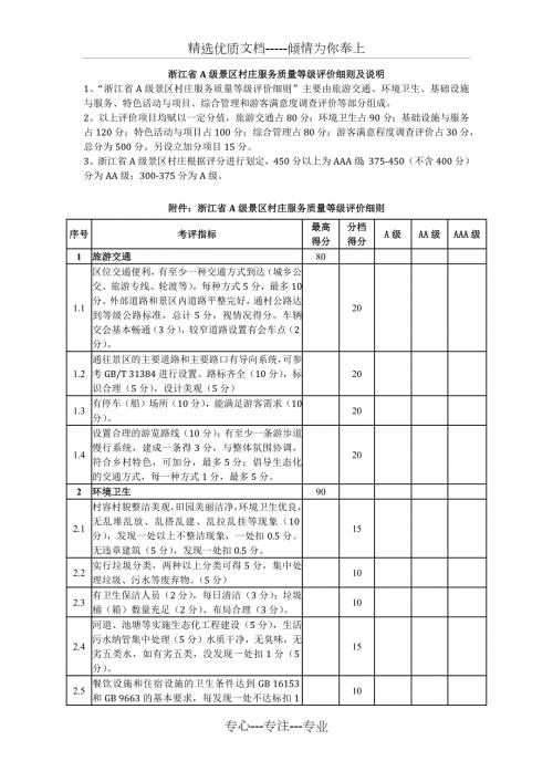 浙江省A级景区村庄质量等级划分与评定细则.docx