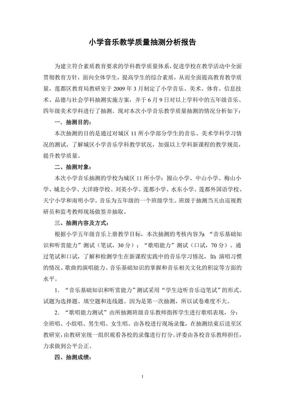 小学音乐教学质量抽测分析报告.doc_第1页