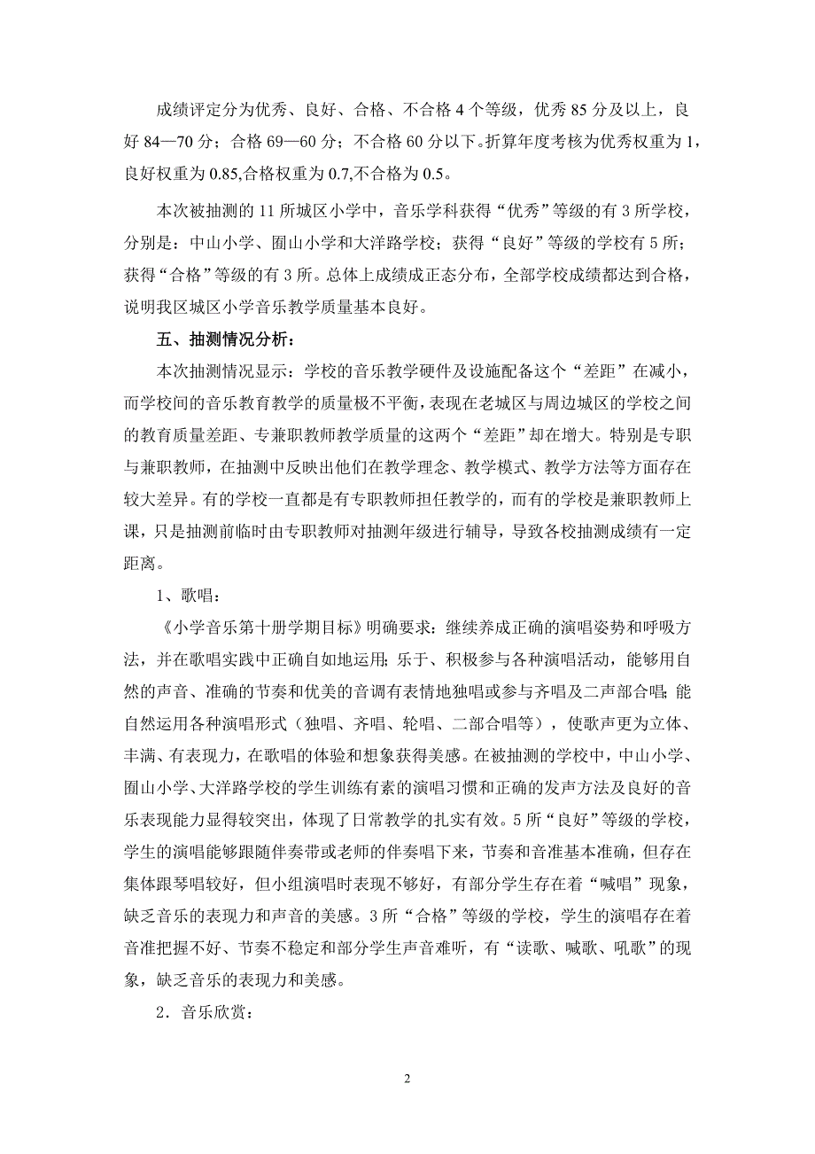 小学音乐教学质量抽测分析报告.doc_第2页