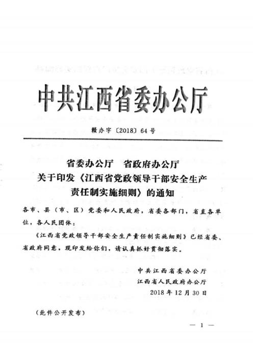 江西省党政领导干部安全生产责任制实施细则.doc