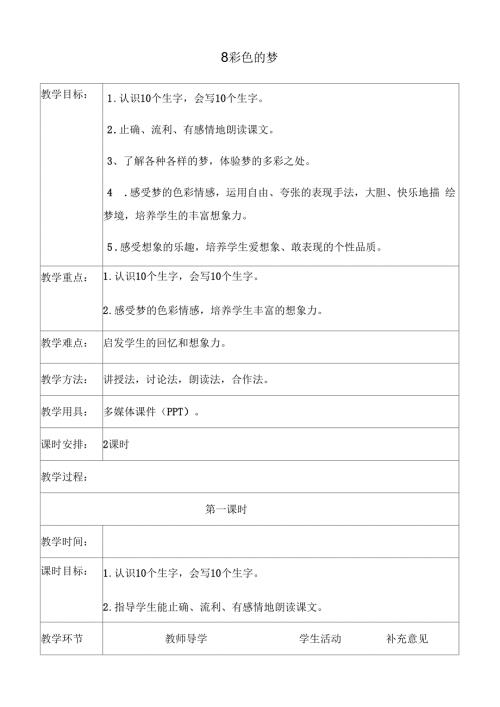 部编版语文二年级下册第8课彩色的梦教学设计.docx