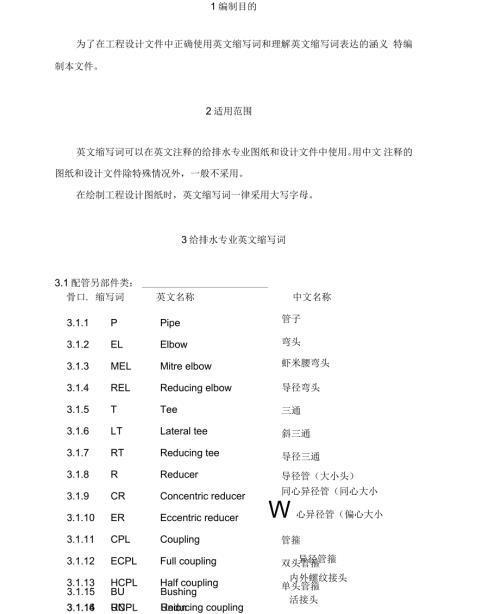 给排水专业英文缩写词.docx