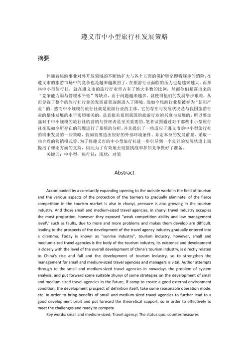 遵义市中小型旅行社发展策略.docx