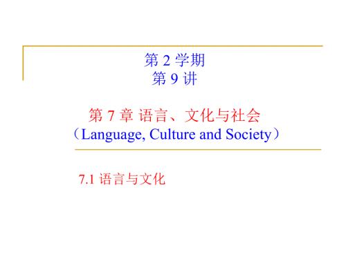语言学教程第7章语言文化与社会课件.ppt