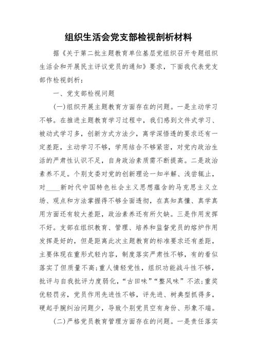 组织生活会党支部检视剖析材料.doc