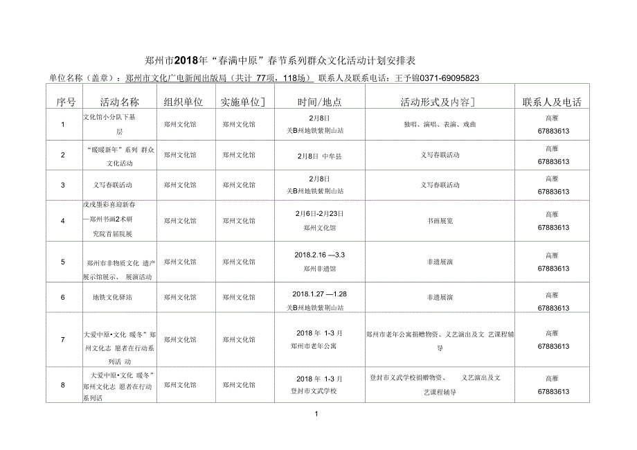 郑州满中原节系列群众文化活动计划安排表.docx_第1页
