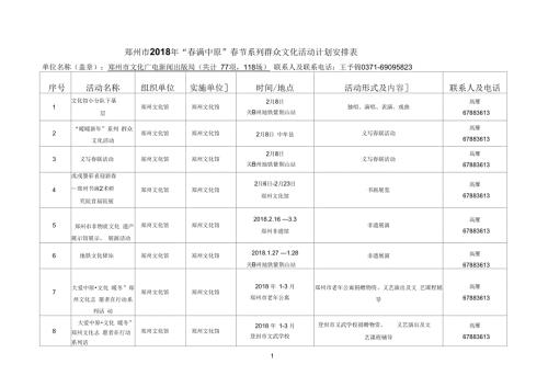 郑州满中原节系列群众文化活动计划安排表.docx