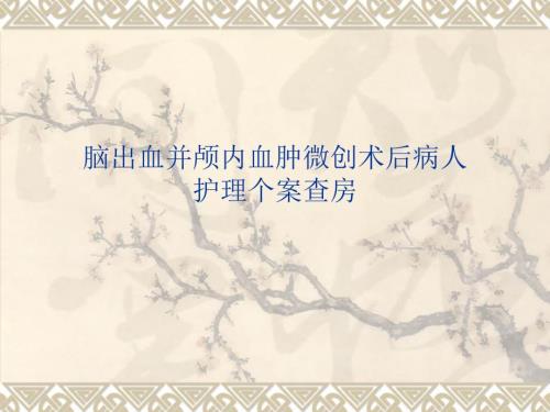 脑出血并颅内血肿微创术后病人护理查房.ppt