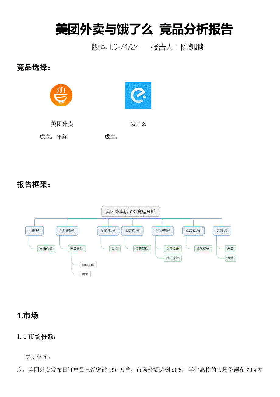 美团外卖与饿了么竞品分析报告.doc_第1页
