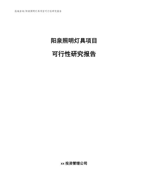 阳泉照明灯具项目可行性研究报告模板范文.docx