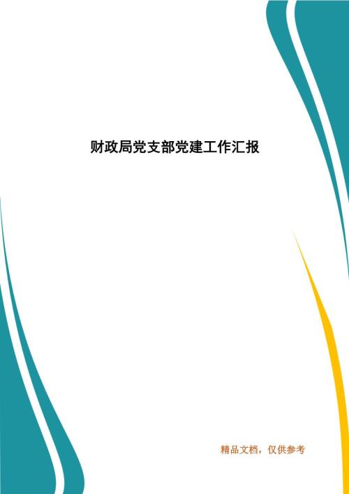财政局党支部党建工作汇报.docx