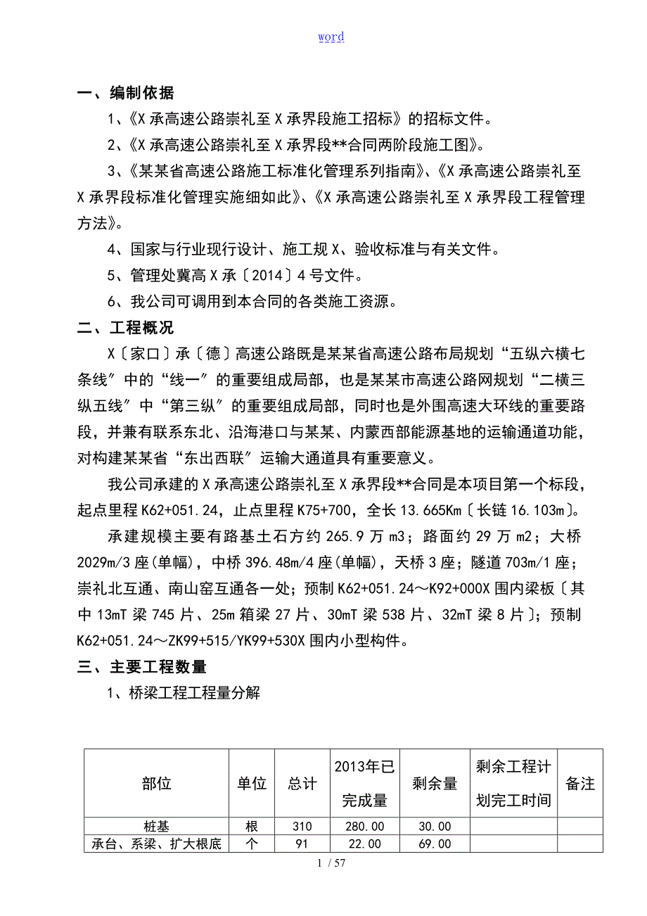 高速公路的施工的施工的计划清单.doc_第1页