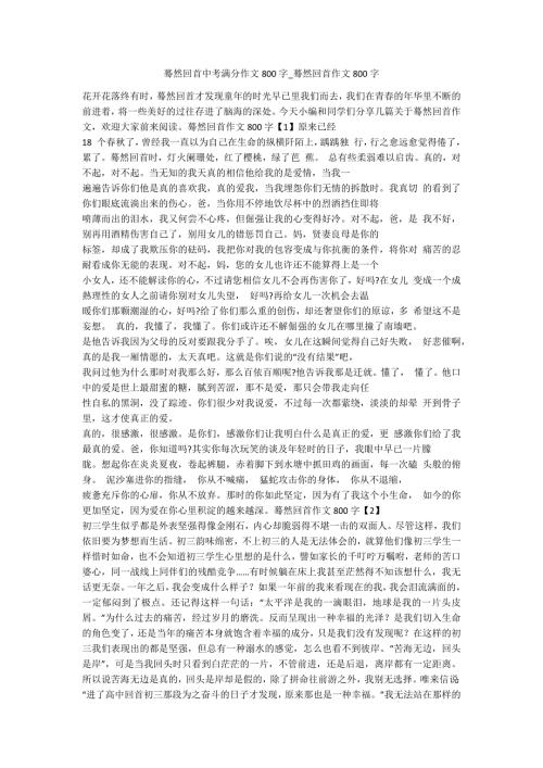蓦然回首中考满分作文800字蓦然回首作文800字.docx