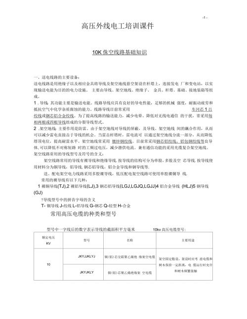 高压外线电工培训课件10KV线路要点.docx