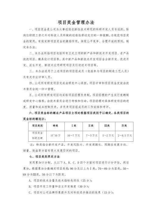 项目奖金管理办法.doc