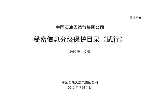集团公司秘密信息分级保护目录试行.doc