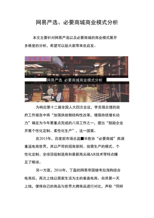 网易严选必要商城商业模式分析.doc