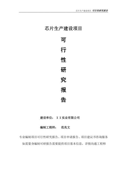 芯片生产项目可行性研究报告完整可修改版.doc