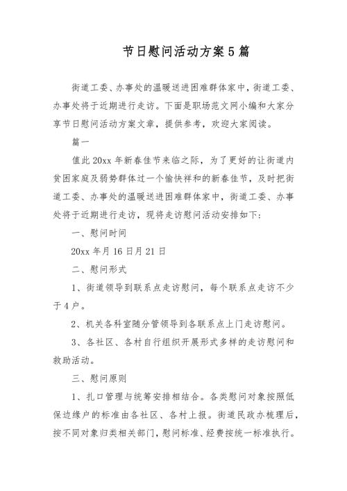 节日慰问活动方案5篇.docx