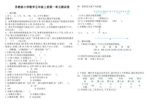 苏教版五年级数学上册全套试卷.doc