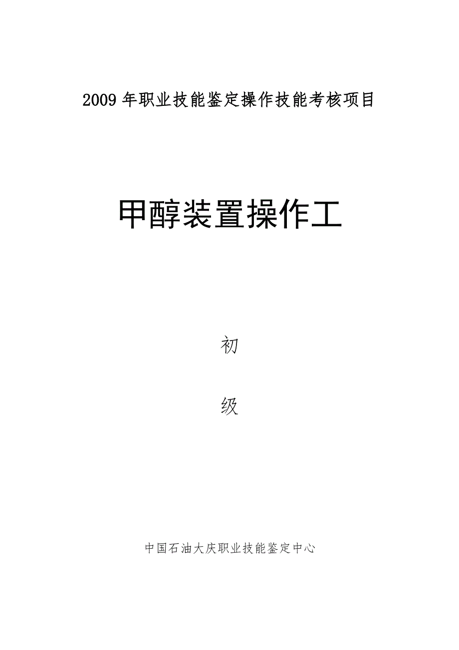 职业技能鉴定操作技能考核项目甲醇装置操作工初级.doc_第1页