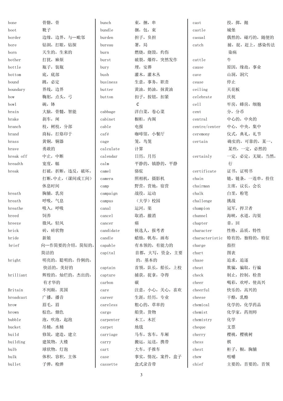 英语三级大纲词汇表.doc_第3页