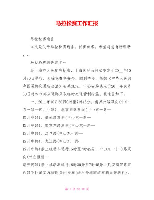 马拉松赛工作汇报.doc