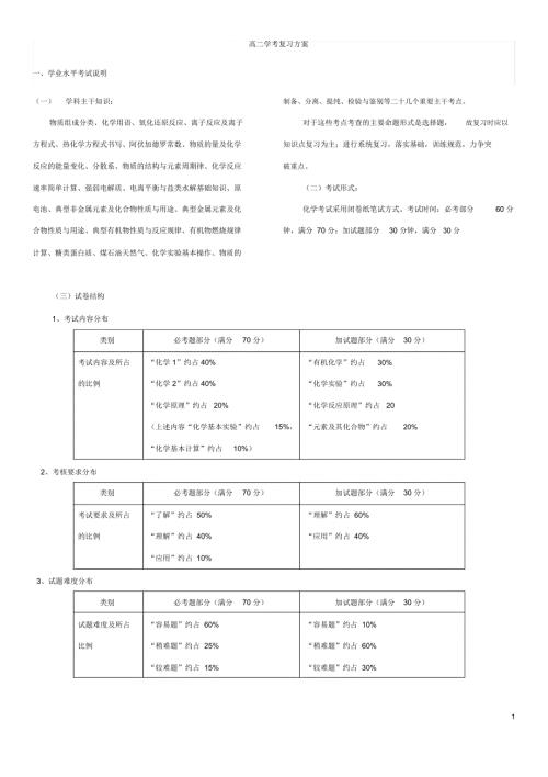高中化学学考复习计划.docx