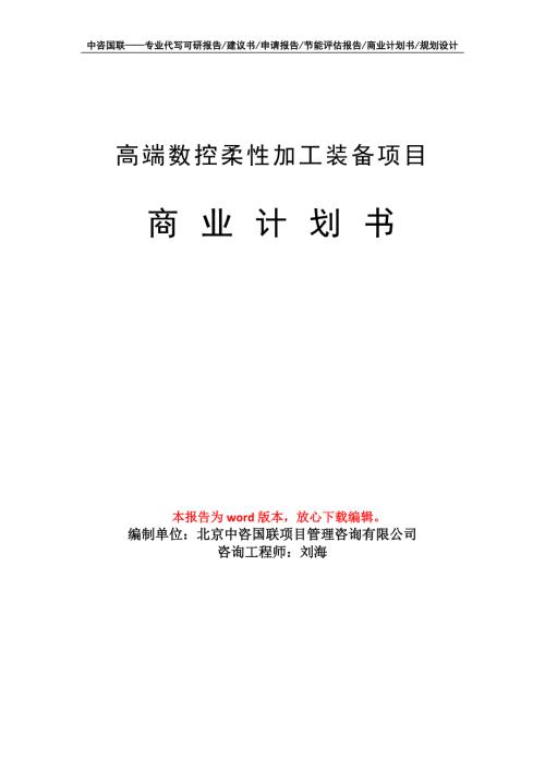 高端数控柔性加工装备项目商业计划书写作模板.doc