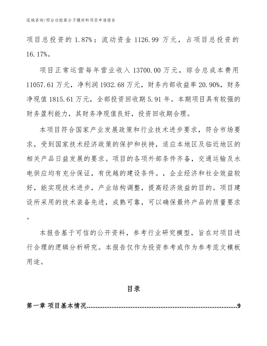 邢台功能高分子膜材料项目申请报告范文.docx_第2页