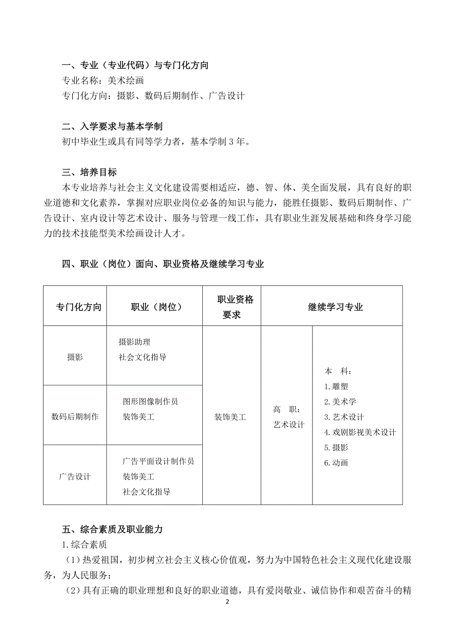 美术绘画专业人才培养方案.doc_第2页
