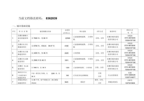 长沙市招商引资项目汇总表doc53页.docx