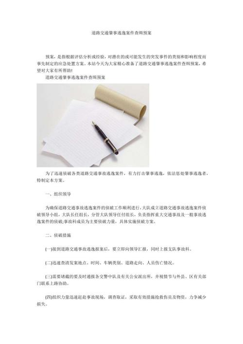 道路交通肇事逃逸案件查缉预案.docx