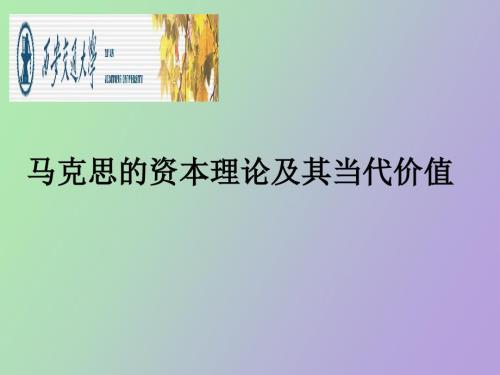 马克思的资本理论及其当代价值.ppt