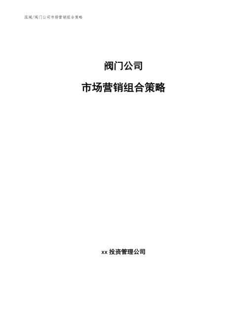 阀门公司市场营销组合策略参考.docx