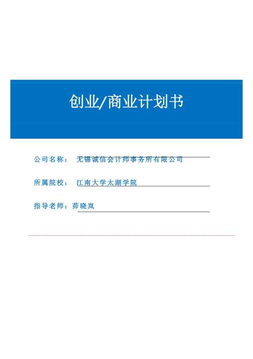 诚信会计师事务所商业计划书.doc
