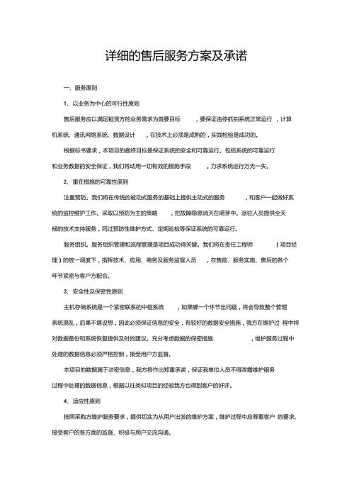 网络系统售后服务方案及承诺.doc