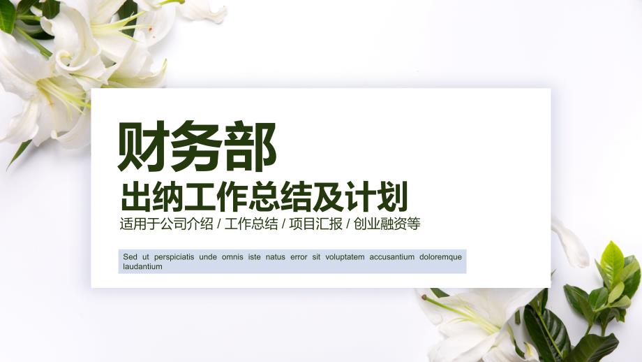 财务部门出纳人员年终总结述职报告明年计划PPT.pptx_第1页