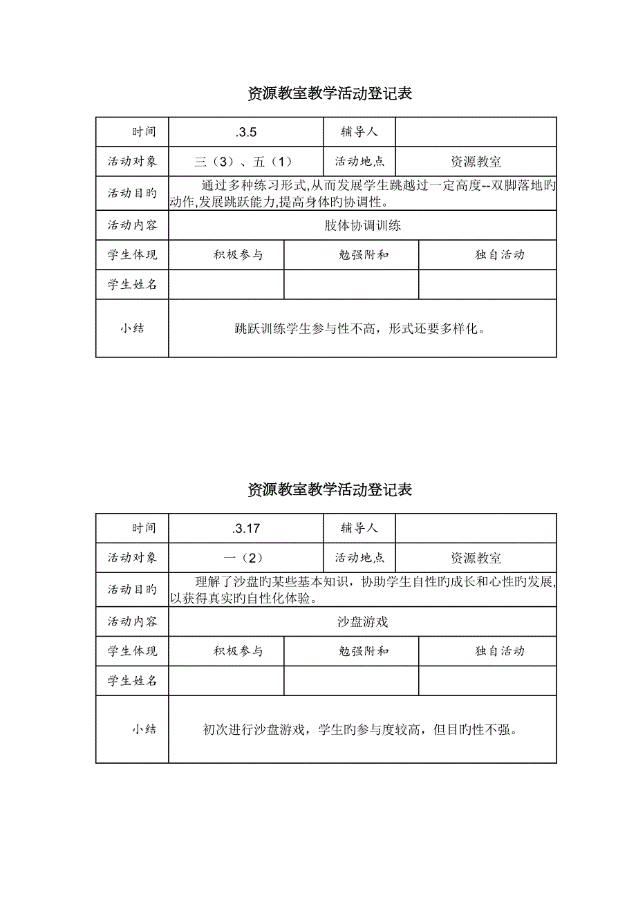 第二学期资源教室教学活动记录表.docx_第2页