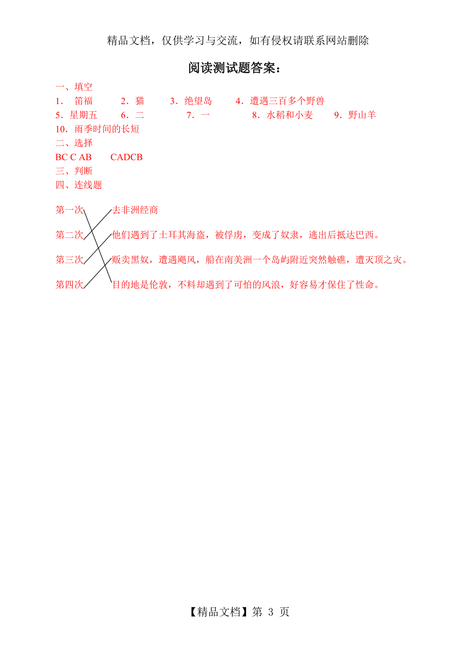 鲁滨逊漂流记最全阅读测试题及答案.doc_第3页