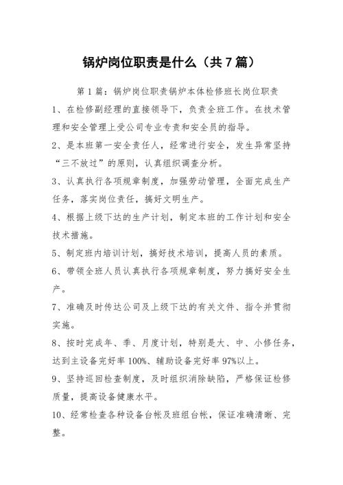 锅炉岗位职责是什么共7篇.docx