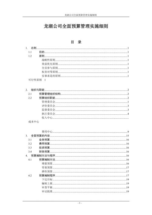 龙湖公司全面预算管理实施细则.doc