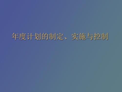 计划的制定实施与控制.ppt