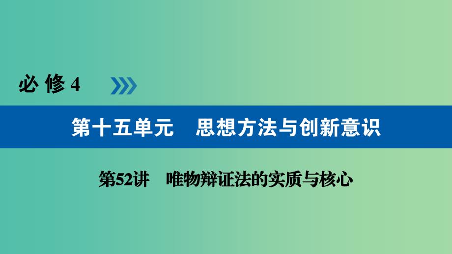 高考政治一轮复习第十五单元思想方法与创新意识第52讲唯物辩证法的实质与核心课件.ppt_第1页