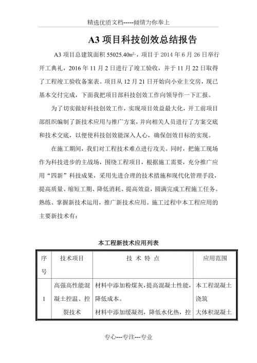项目科技创效总结报告共4页.doc