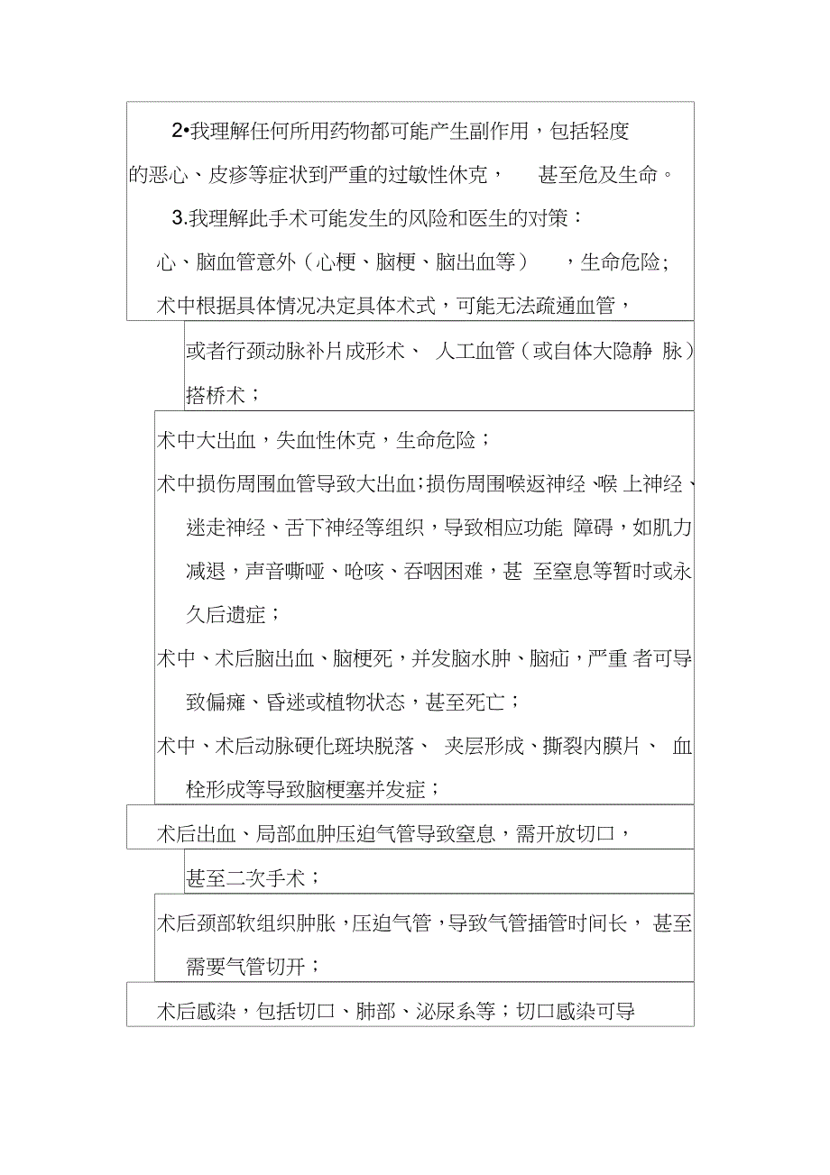 颈动脉切开探查硬化内膜剥脱术知情同意书完整版.doc_第2页