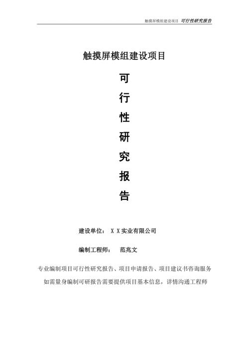 触摸屏模组项目可行性研究报告完整可修改版.doc